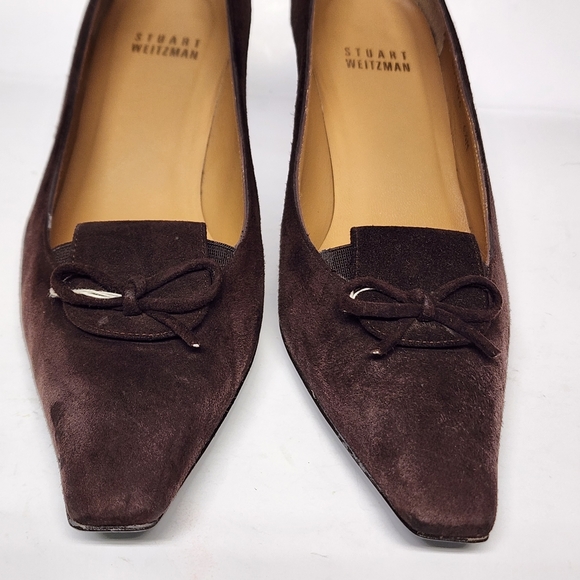 STUART WEITZMAN Brown Suede Kitten 2” Heel Shoes 6.5M - Picture 7 of 10